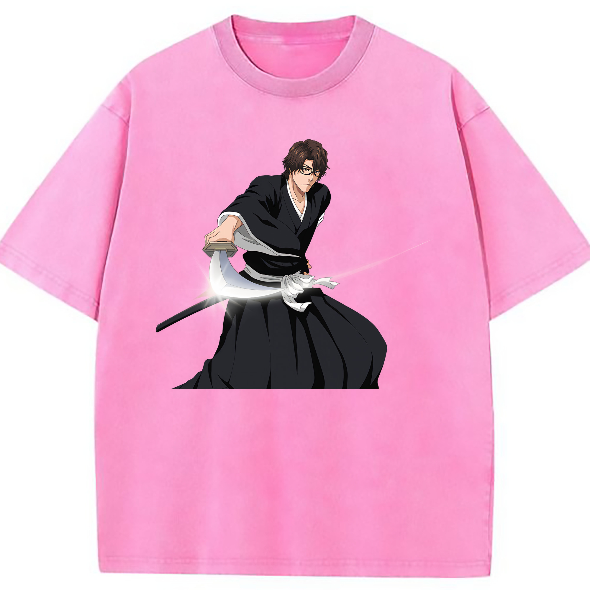 （画像用） ブリーチ 藍染 惣右介（あいぜん そうすけ） BLEACH Aizen Sousuke 綿100% ヴィンテージ風 半袖Tシャツ（フロントプリント）